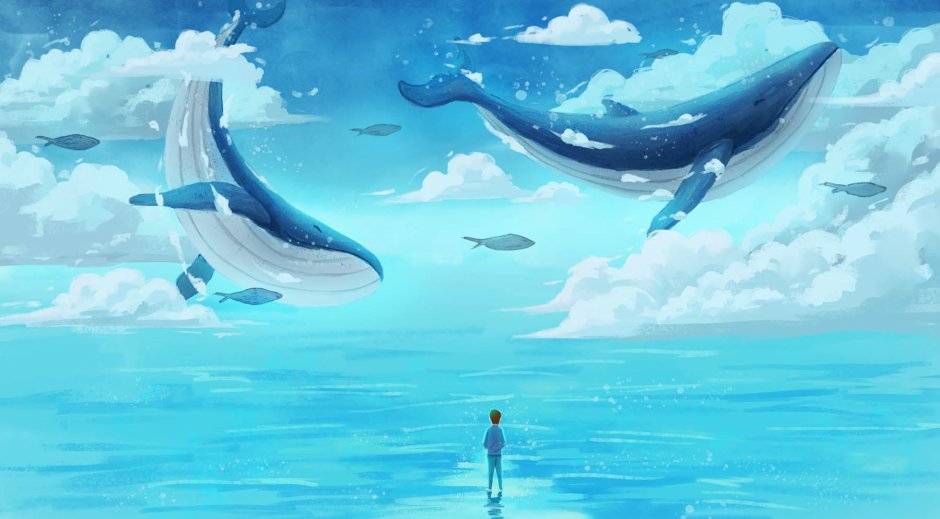 Картина кит в облаках