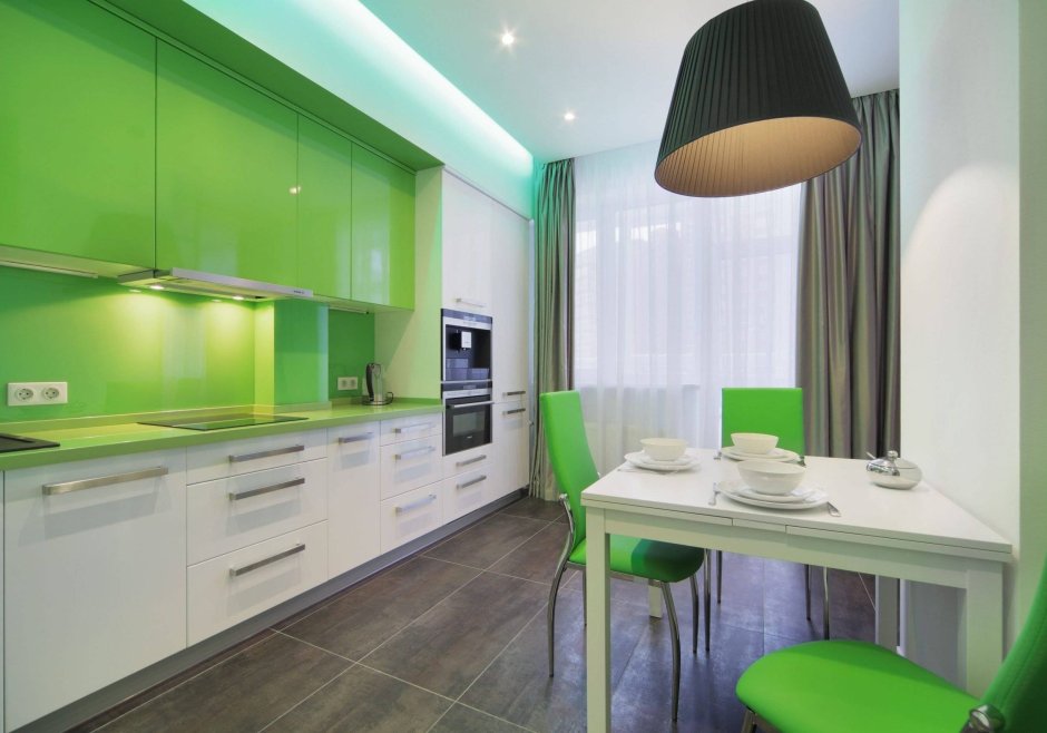 Кухня зеленого цвета в интерьере