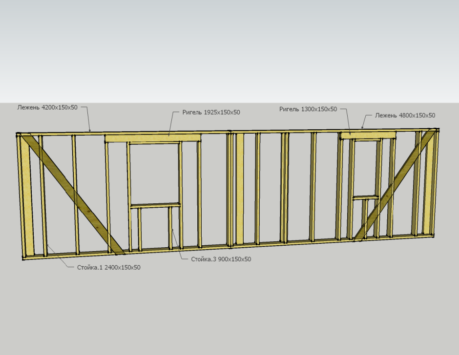 Каркасный дом в скетчап
