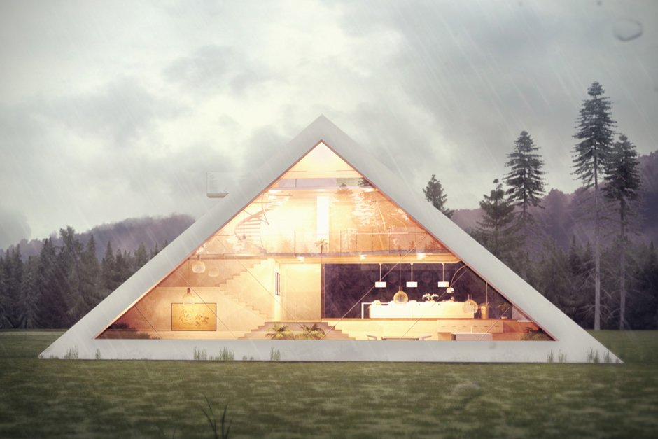 Современный треугольный дом