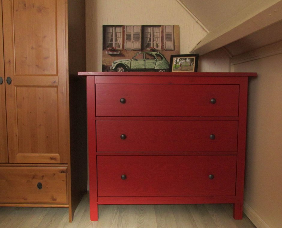 Hemnes ХЕМНЭС комод с 3 ящиками, белая морилка108x96 см
