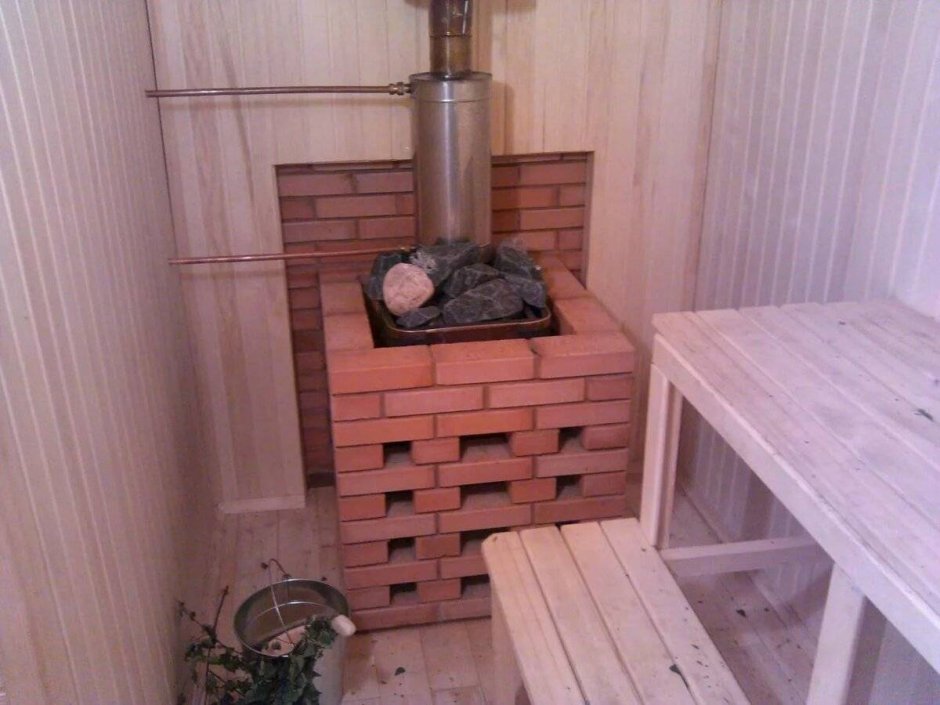 Отделка печи в парилке
