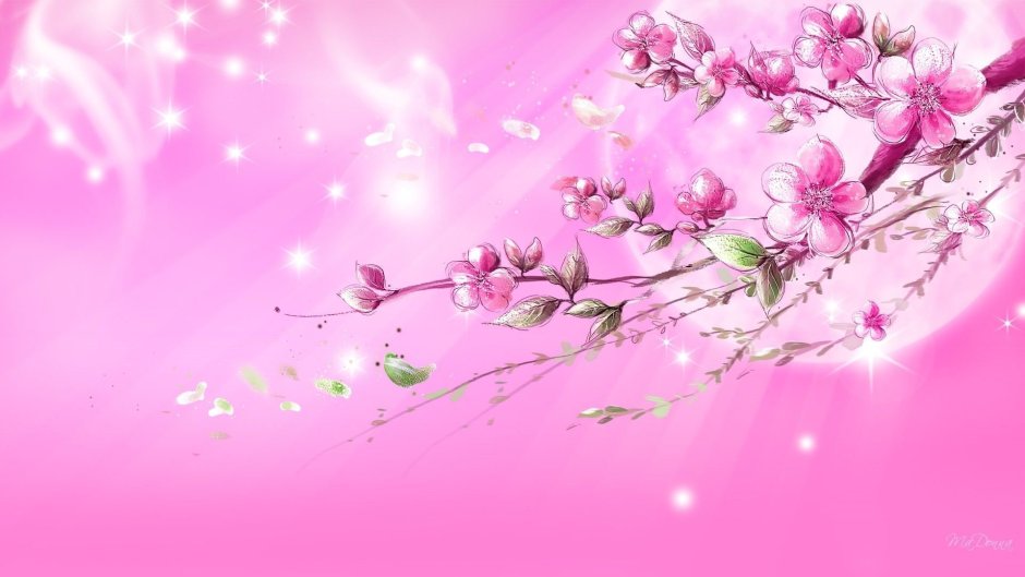 Розовый фон с цветами