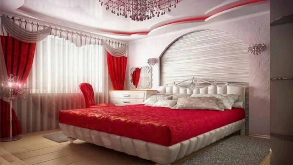 Спальня в красных тонах