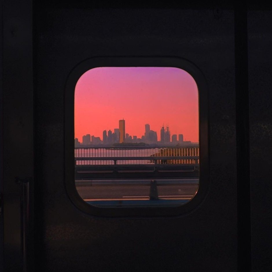 Закат из окна поезда