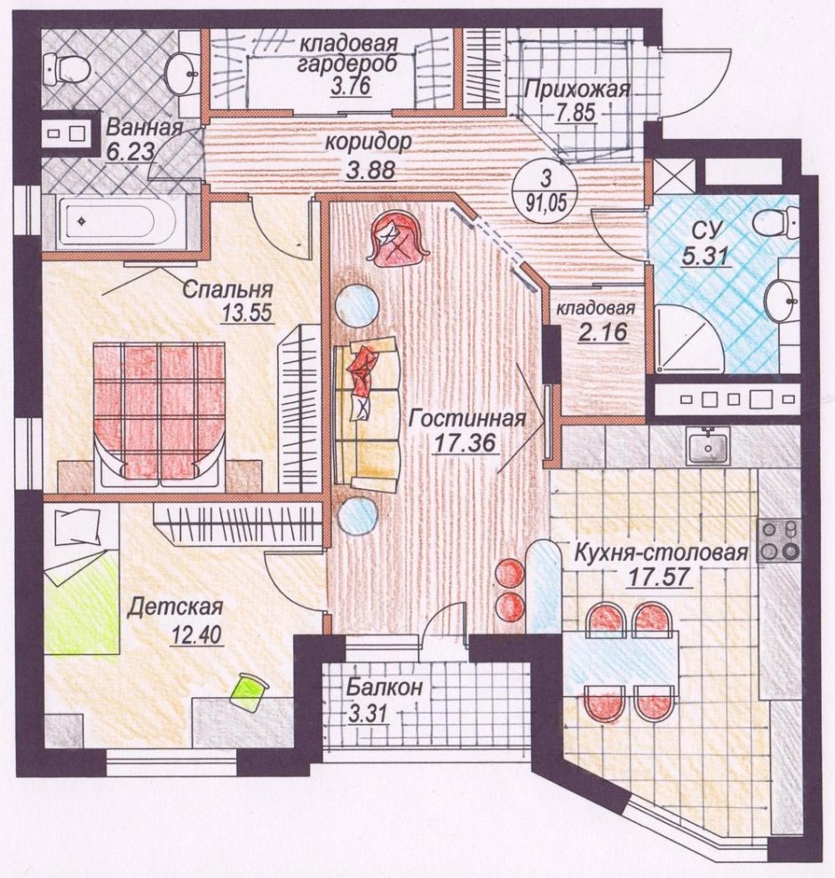 планировка дома 2 комнаты