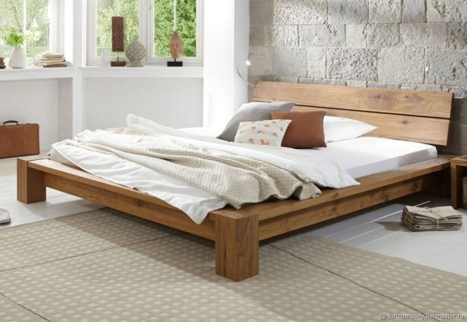 Деревянная кровать лофт