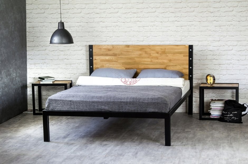Кровать в стиле лофт из металла индустриал