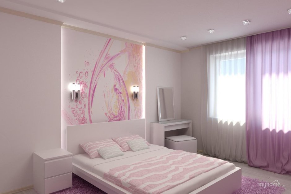 Светло розовая спальня
