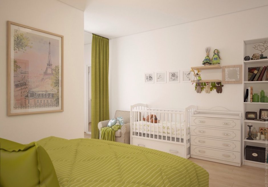 Детская и родительская спальня в одной комнате