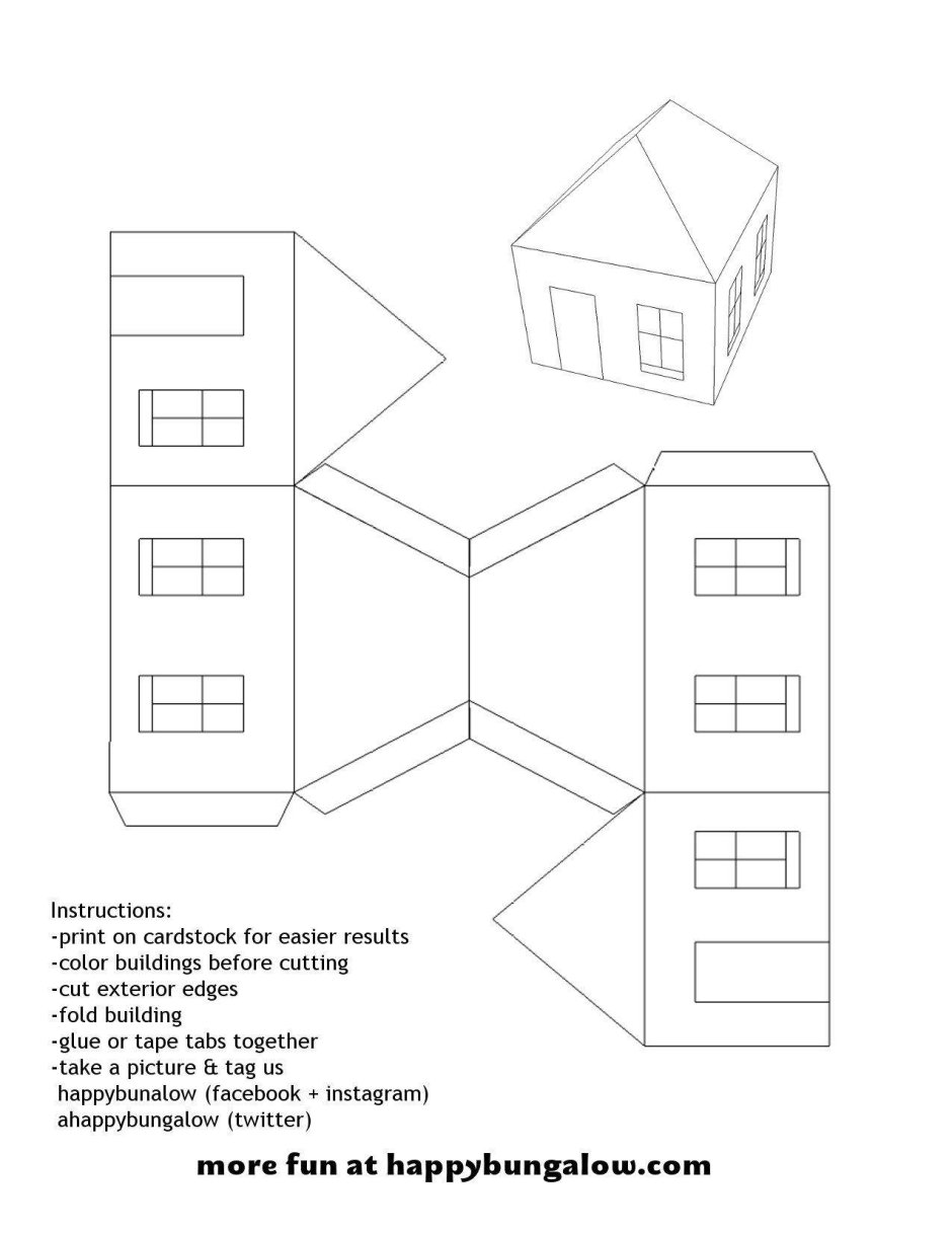 Схемы домиков из бумаги для склеивания