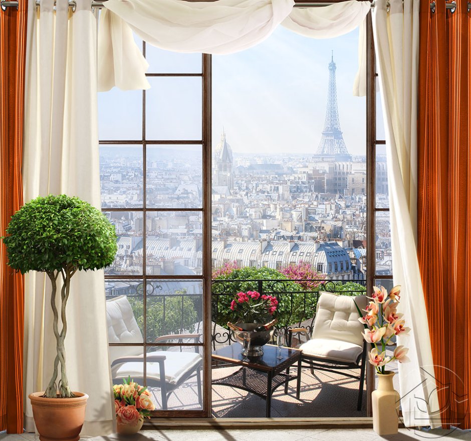 Фреска окно в Париж