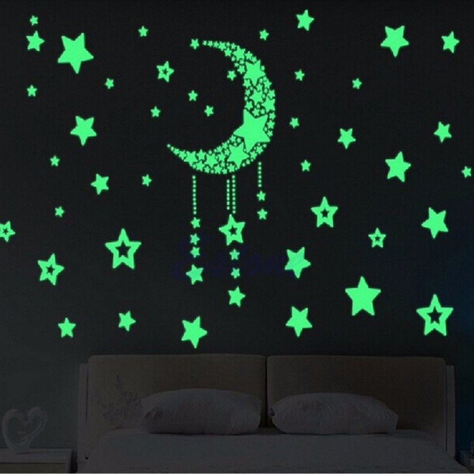 "Звездное небо" наклейки светящиеся в темноте "Луна и звёзды" 95