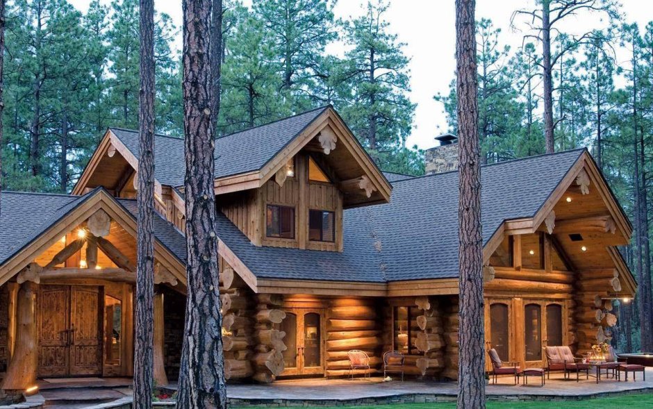 Дом из бревна в лесу