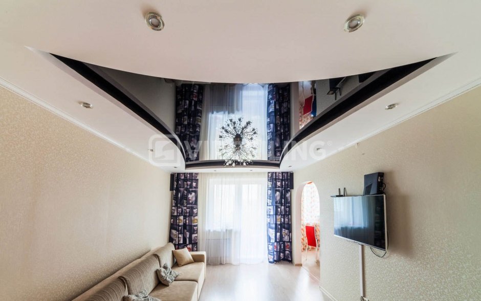 Двухуровневые потолки из гипсокартона в спальне