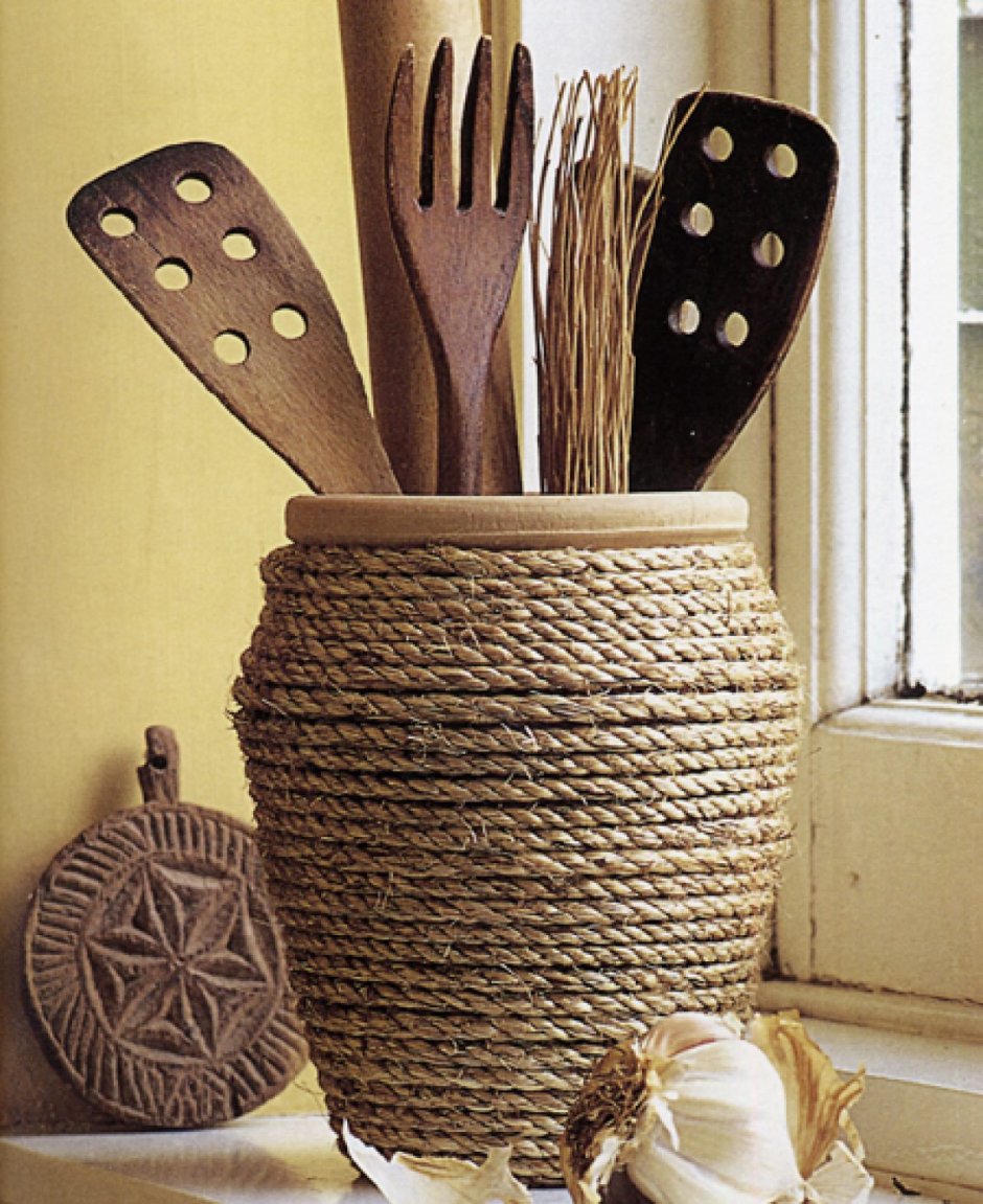 Баночки декор для кухни из джута
