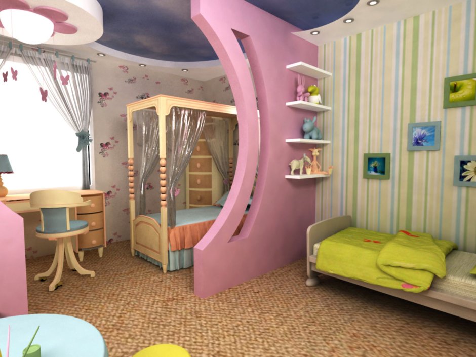Интерьер комнаты для 2 детей разного пола