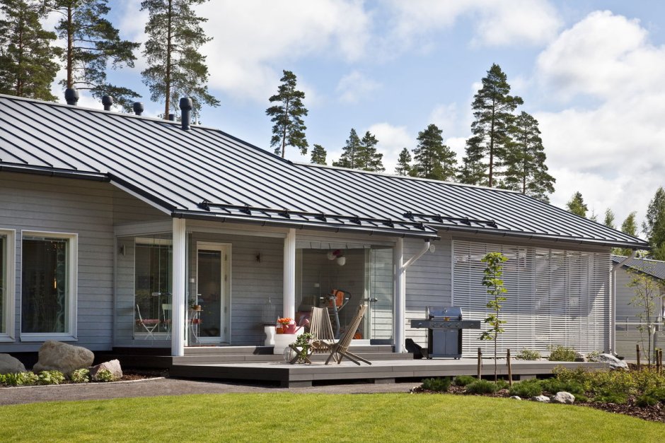 Финские одноэтажные дома с террасой