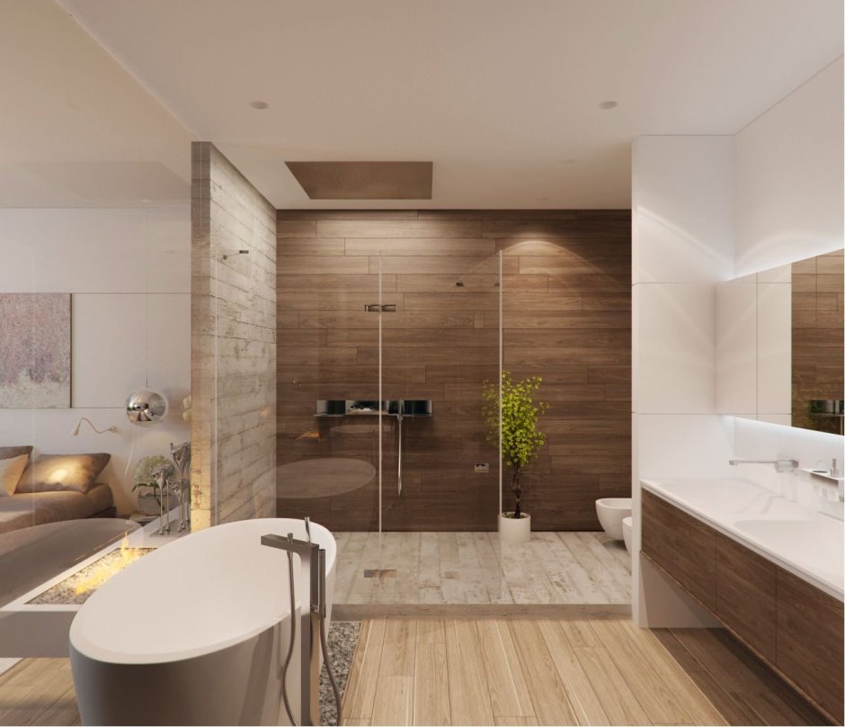 Серо коричневая ванная комната