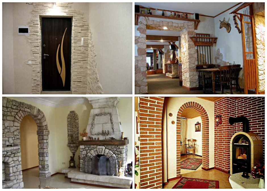 Отделка арки искусственным камнем