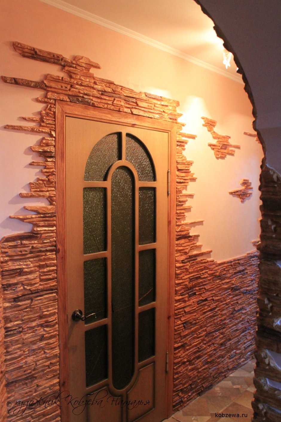 Отделка арки искусственным камнем