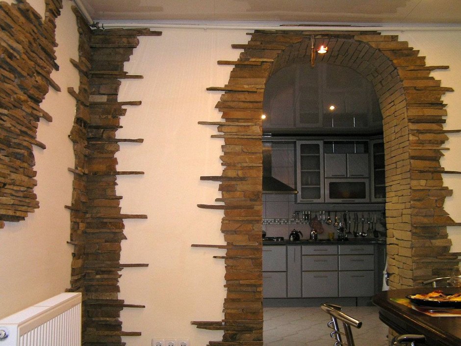 Отделка арки искусственным камнем