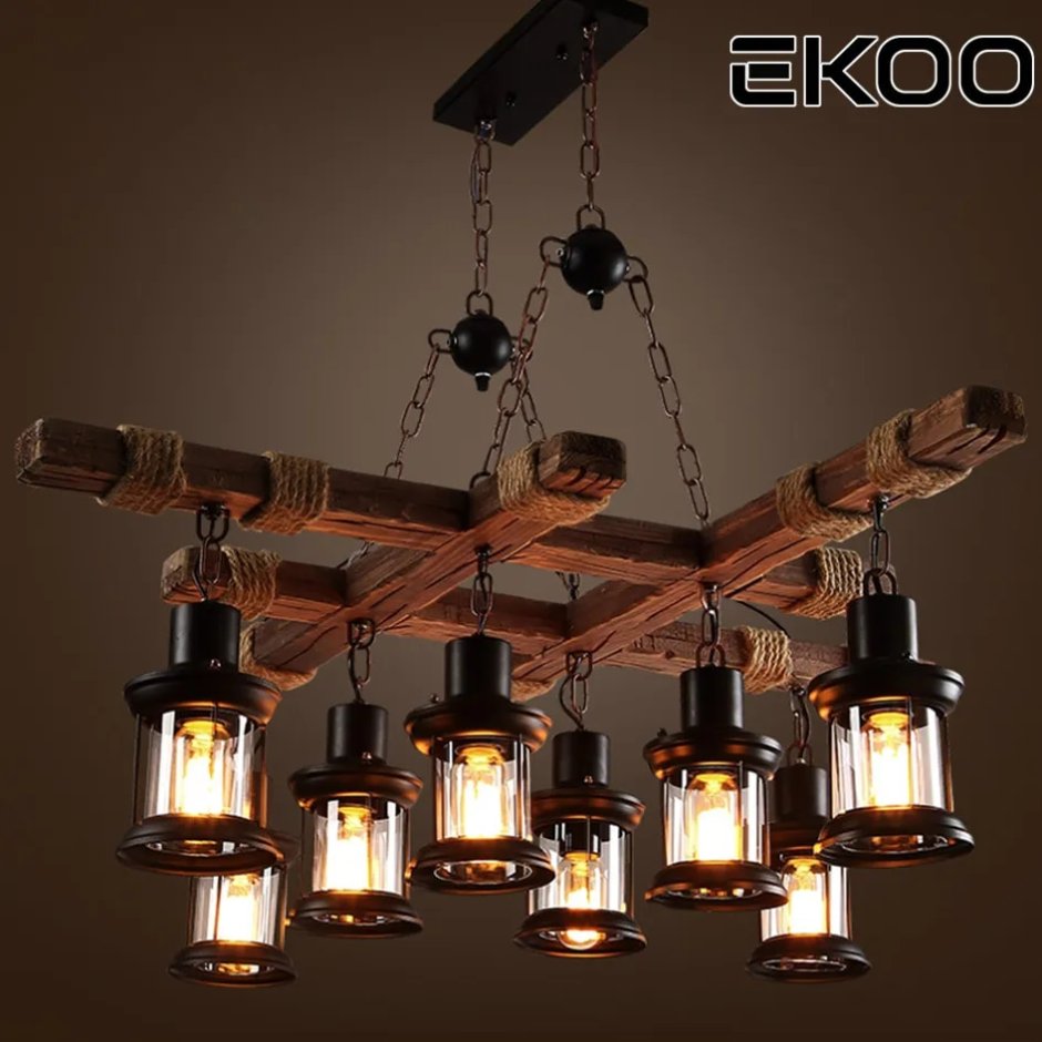 Люстра Vintage Wood Chandelier