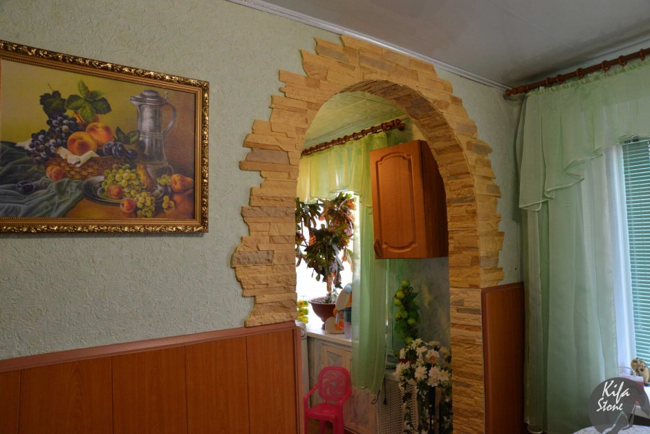 Отделка арки искусственным камнем