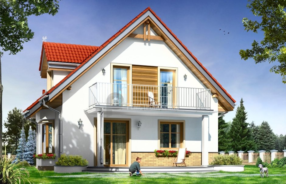 Дом с мансардой и террасой и гаражом 150м2