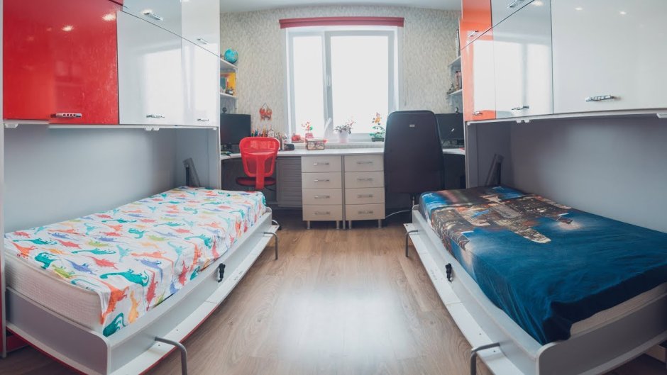 Детские комнаты для двоих с кроватями Трансформерами