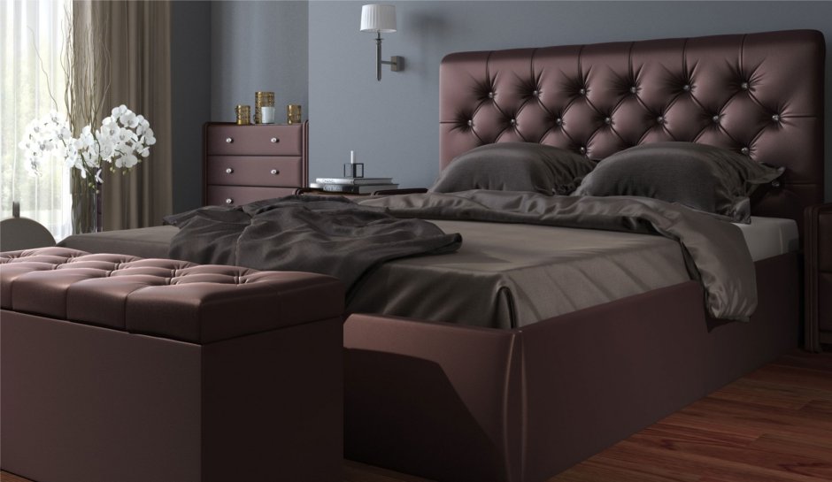 Кровать двуспальная розовая