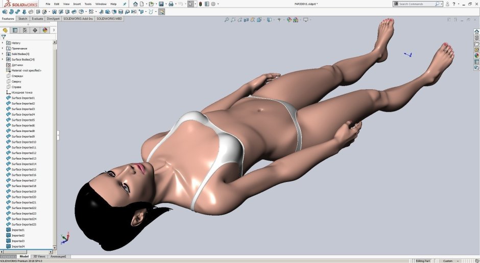 Solidworks 3d модель ноги