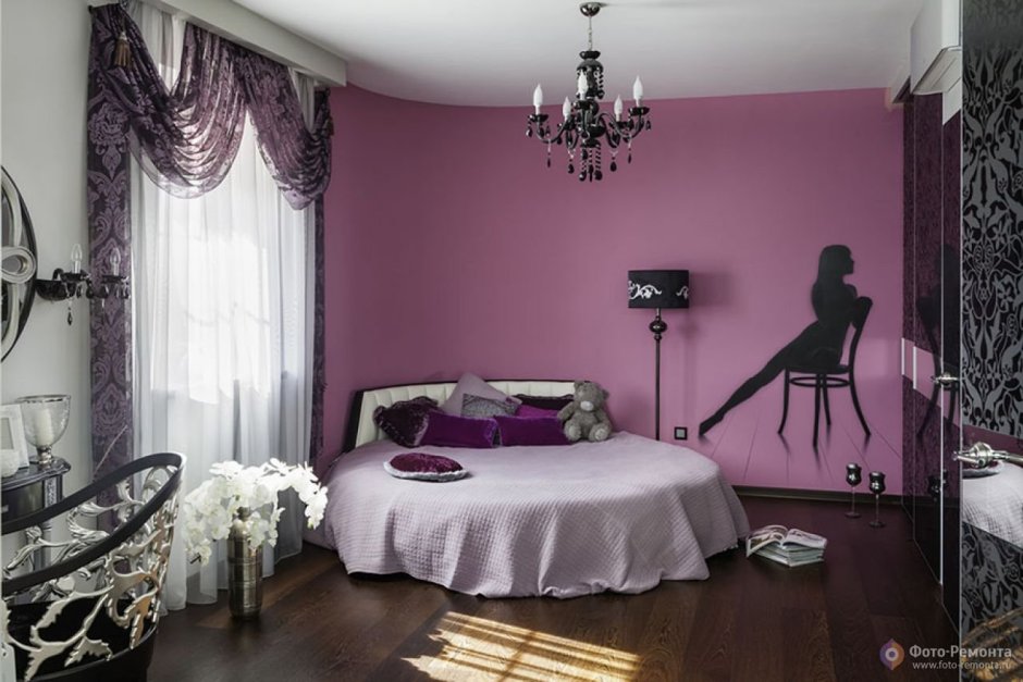 Спальня для девушки в фиолетовых тонах