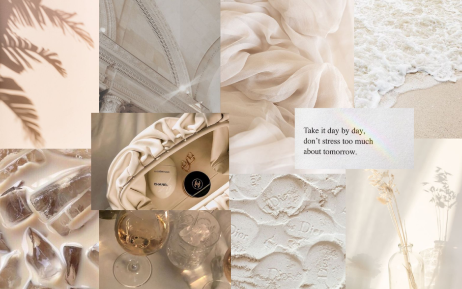 Коллаж в бежевых тонах для рабочего стола aesthetic