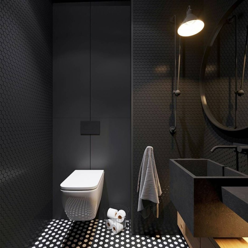 Черный туалет дизайн