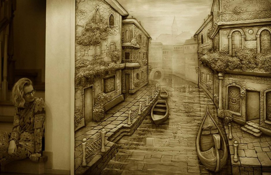 Судаков Сергей барельеф картины улицы Италии