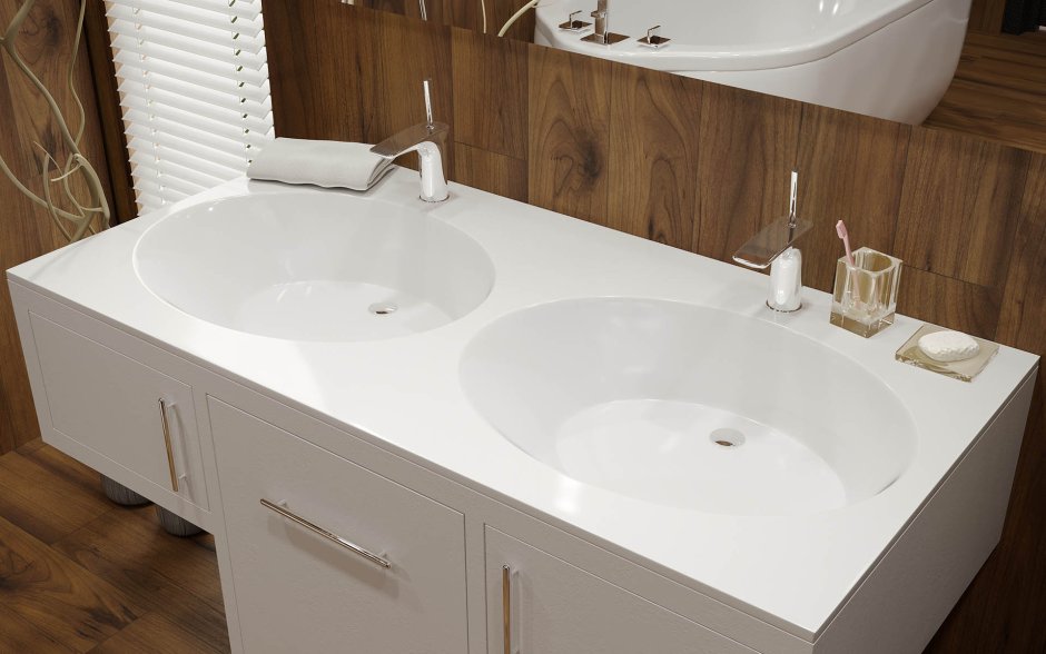 Двойная раковина 121 см Eban Pink 121 fplpk121_DB-B