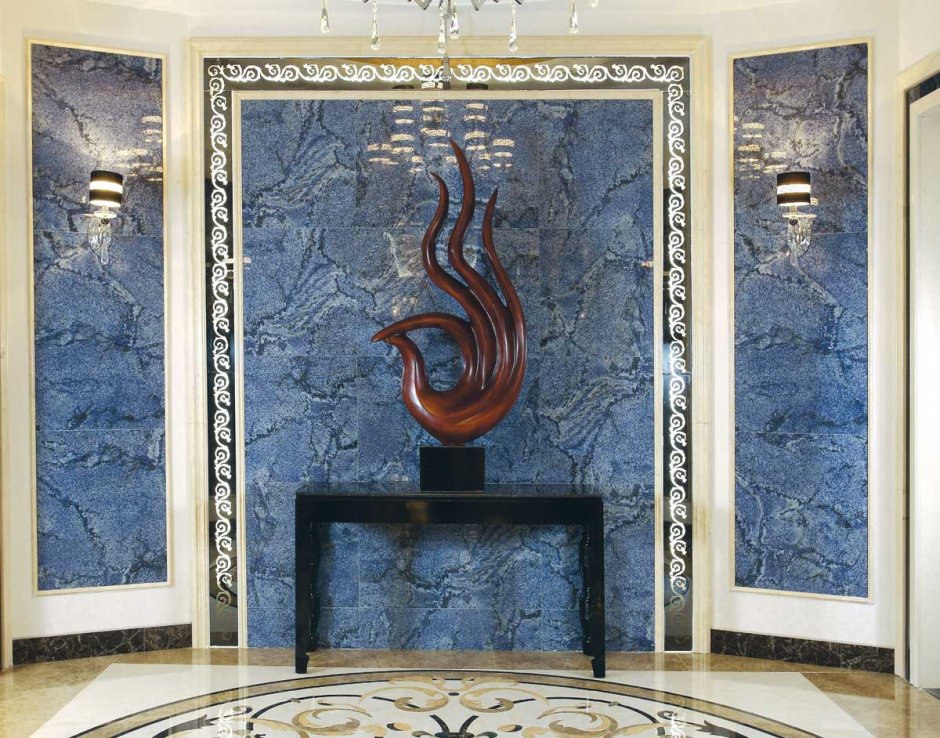 Гранит Azul Bahia в интерьере