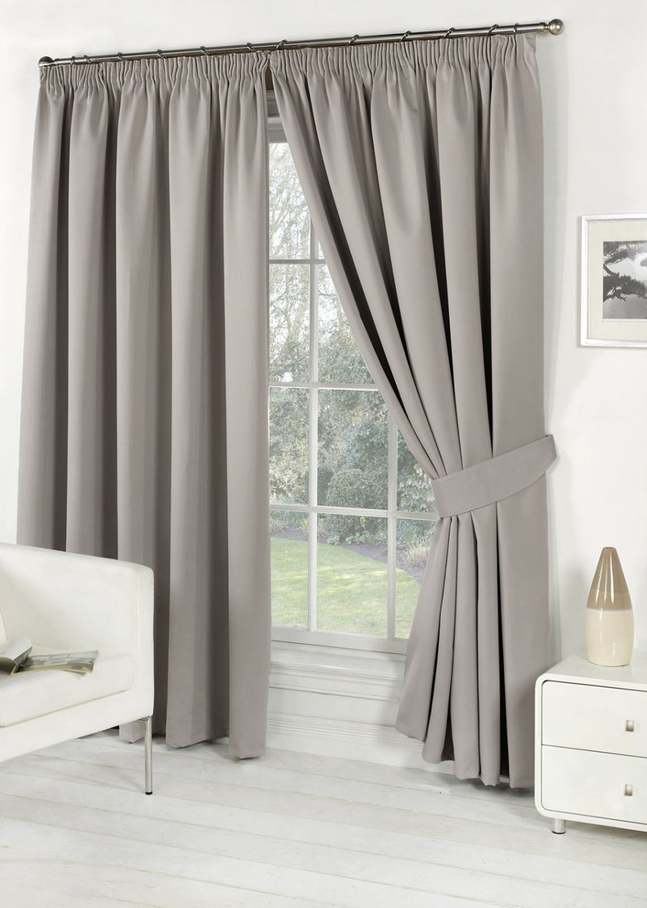 Портьеры беж с коричневым