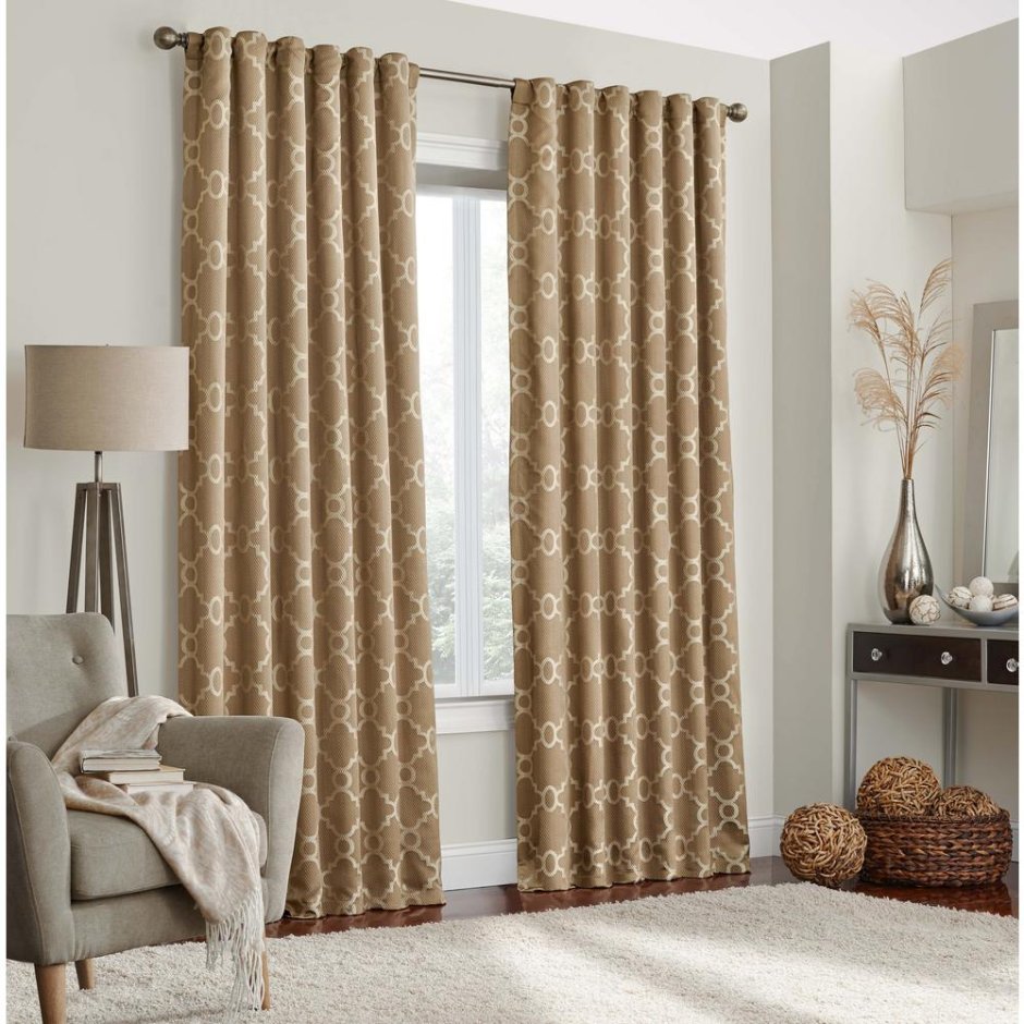 Коричневые занавески в интерьере