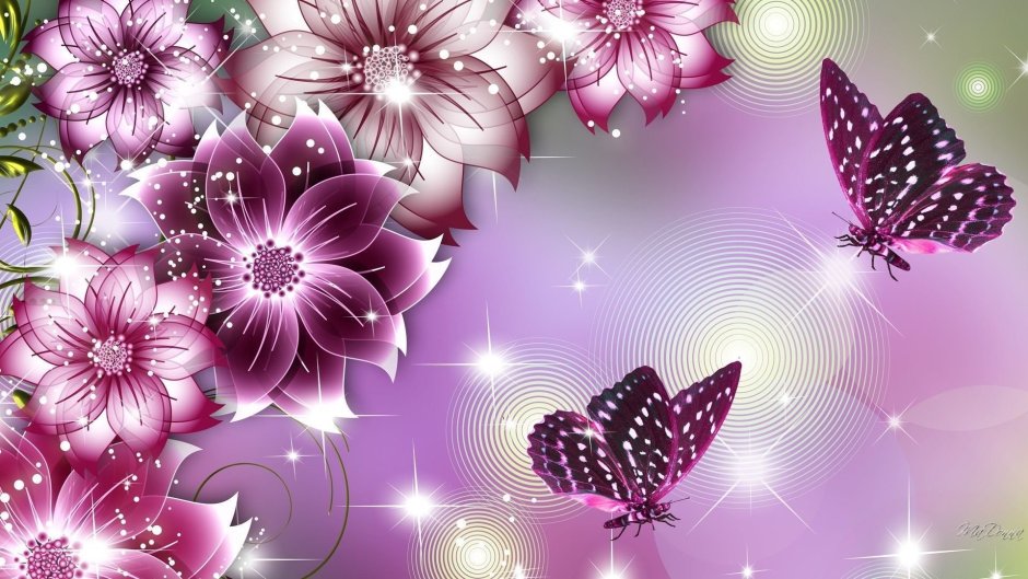 Бабочка на мелких цветочках