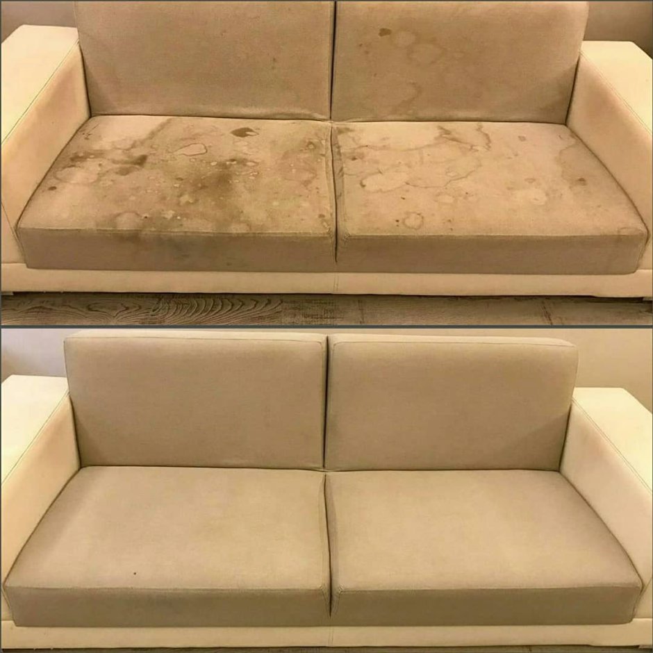 Химчистка дивана до и после