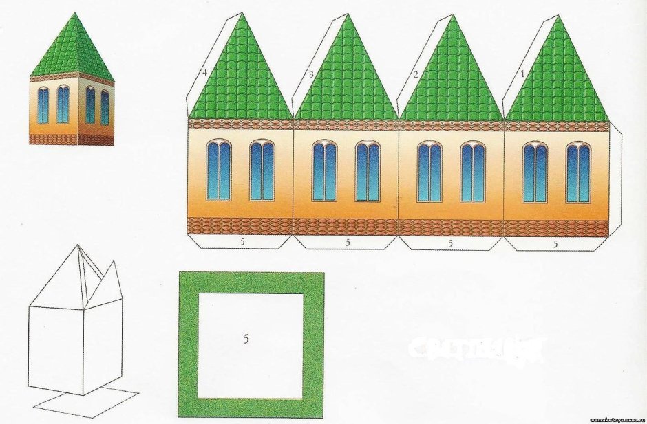 Чертеж макета домика из бумаги