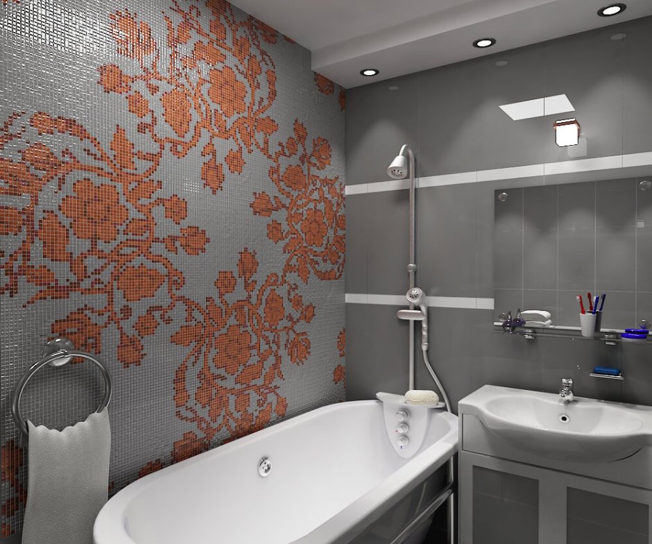 Мозаика в интерьере ванной комнаты