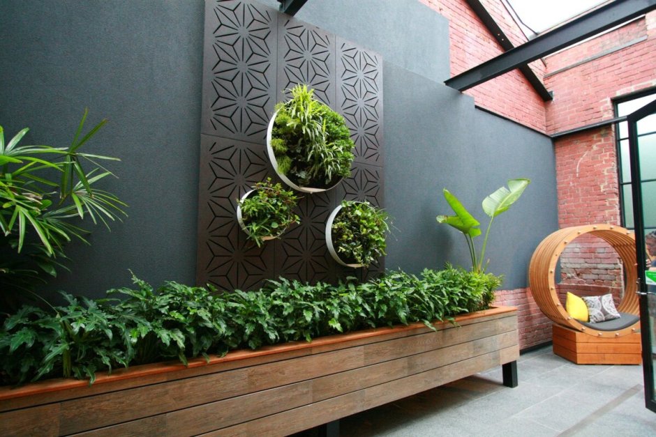 Эко интерьер комнаты фитостены