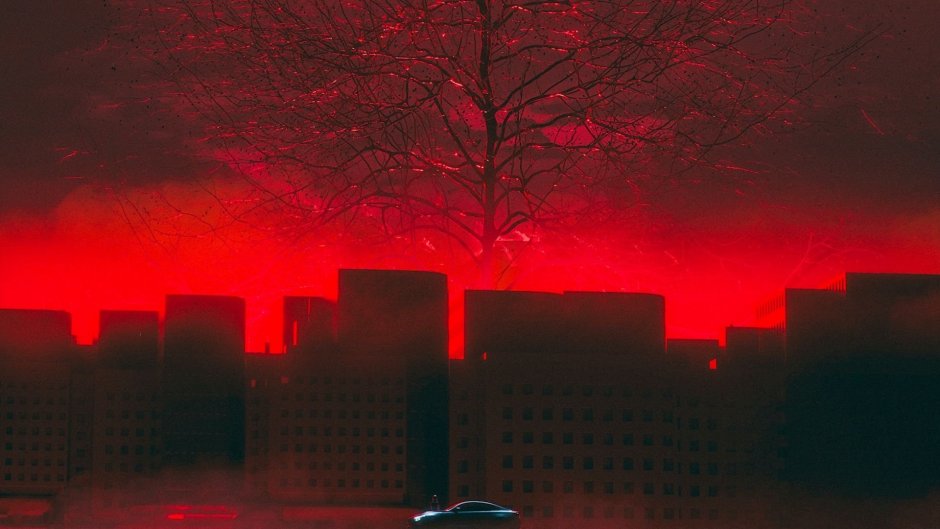 Темно красного цвета город