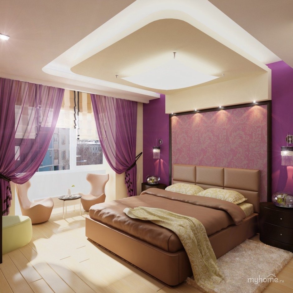 Сиреневая спальня в современном стиле