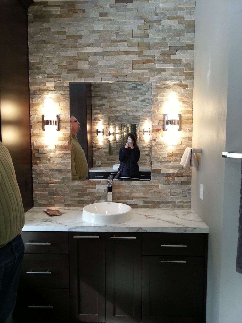 Stone Accent Wall in Bathroom
