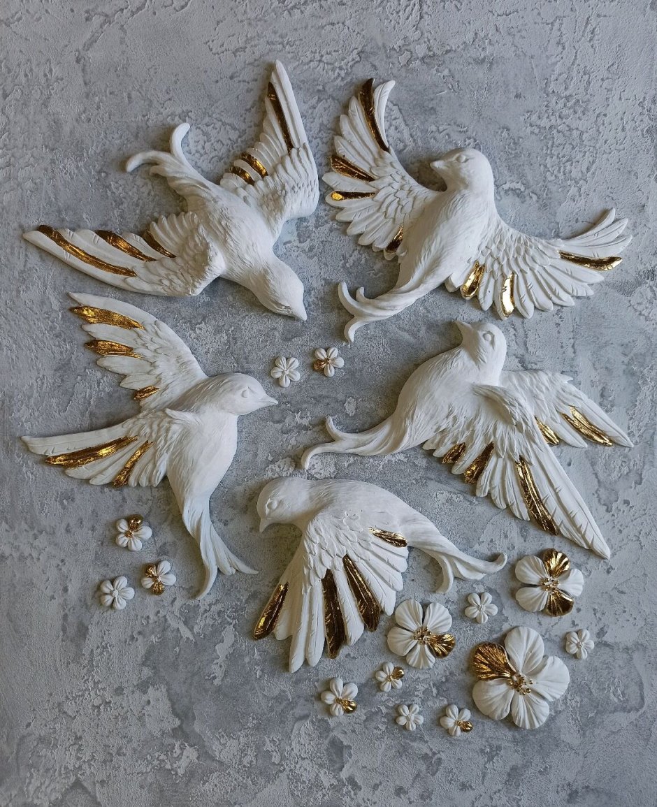 Птицы для декора серебряные