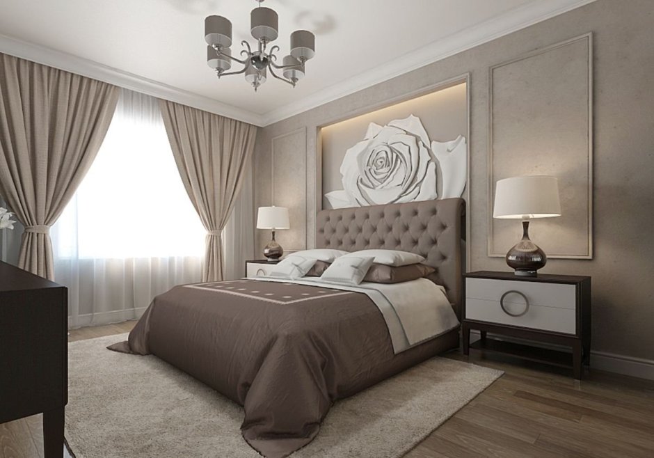 Спальни в коричневых тонах в современном стиле